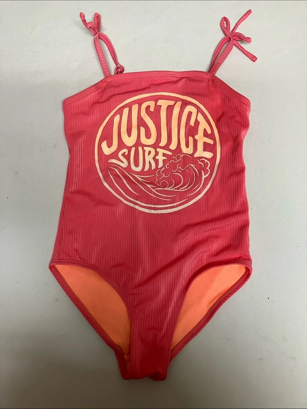 Justice Pink One-Piece Swimsuit with Orange Accent